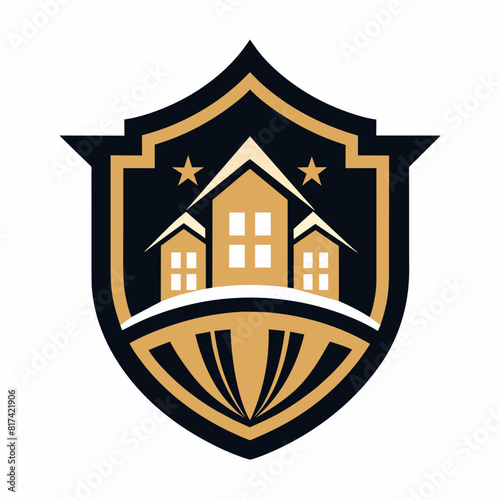 an elegant emblem-style logo for a real estate agency, incorporating timeless design elements.