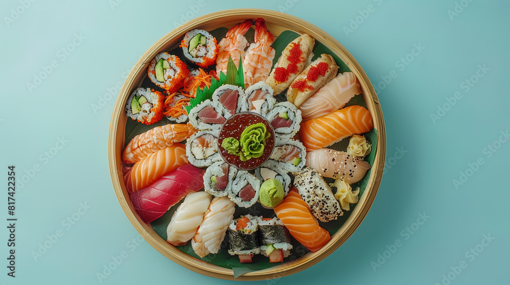 Fototapeta premium Japanese food - Sushi and Sashimi - Bento Box