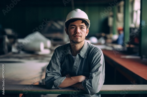 Portrait of a blue collar factory worker photo