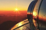 warm sunset reflecting on metallic observatory surfaces concept illustration