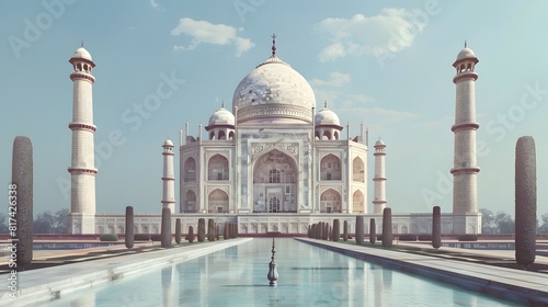 Majestic Islamic Architectural Landmark Reflected in Serene Pool