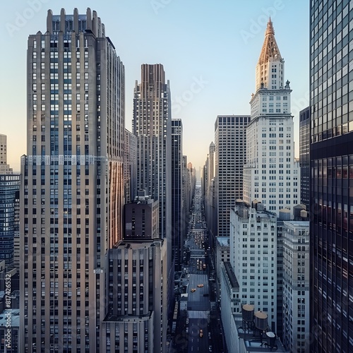 Majestic Skyscrapers Defining the Iconic Manhattan Skyline at Twilight