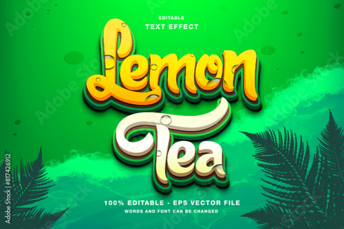 Lemon Tea 3d text style effect template editable