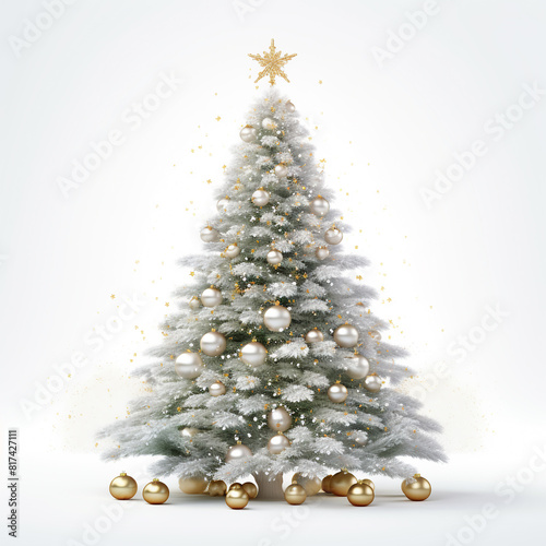 3D simple and modern of Christmas tree and snow, which can be use as your design Christmas greetings card reference.