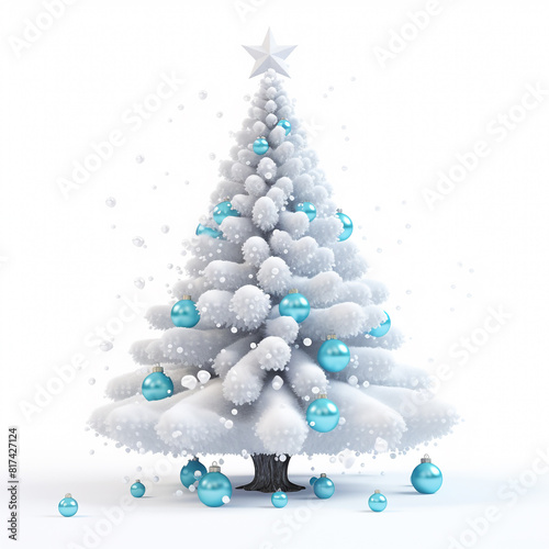 3D simple and modern of Christmas tree and snow, which can be use as your design Christmas greetings card reference.