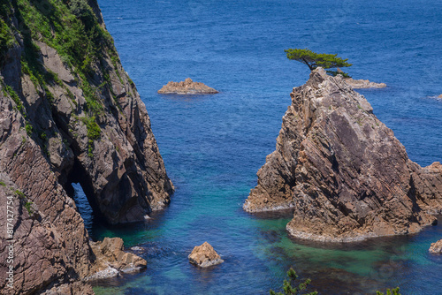 春の浦富海岸の風景 鳥取県 浦富海岸