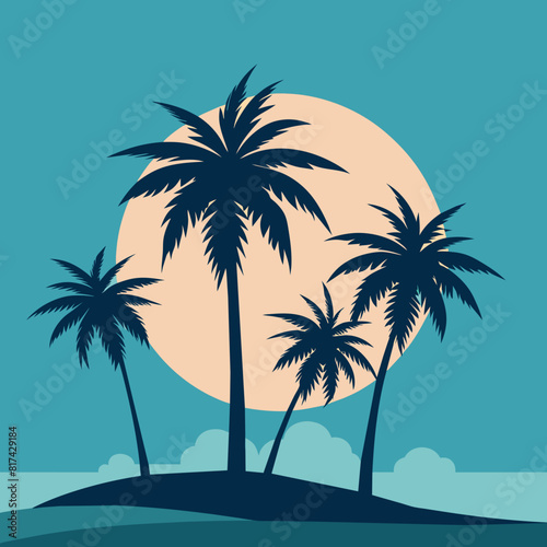 Palm trees on a light blue background