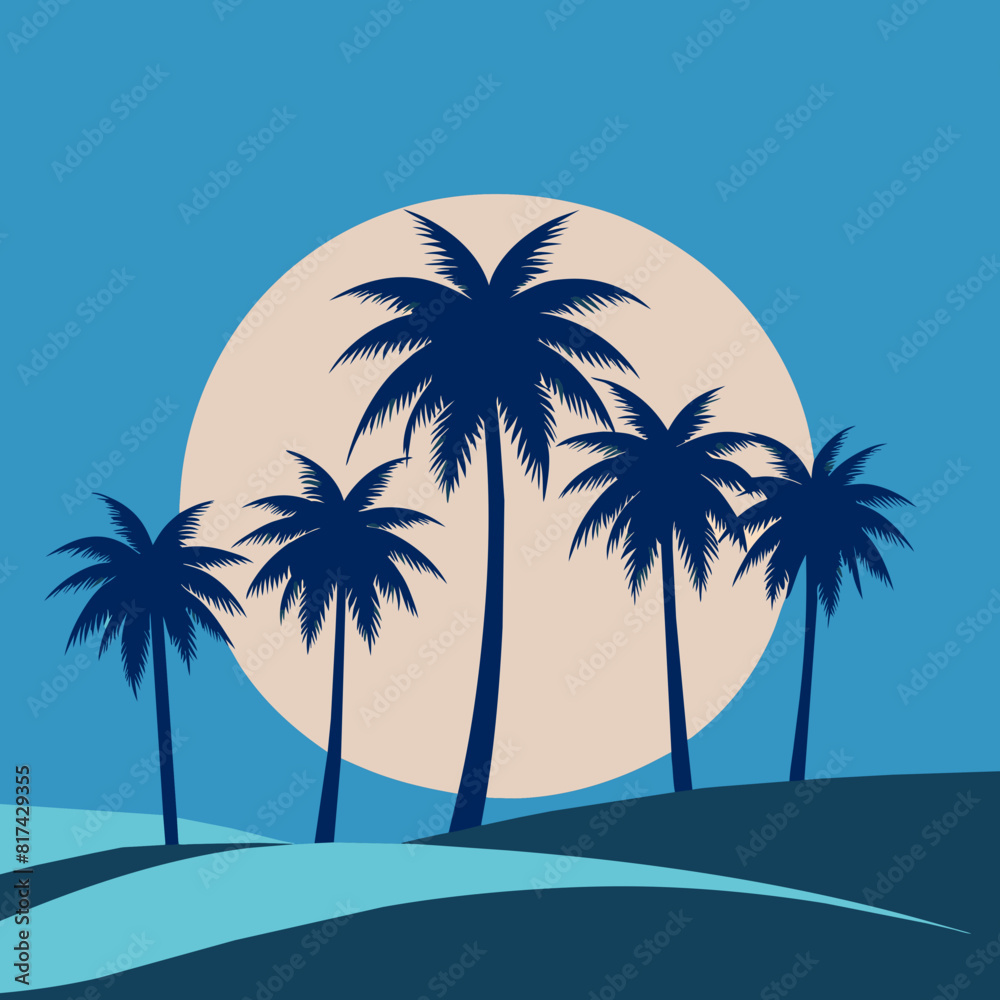 Palm trees on a light blue background