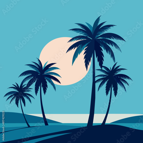 Palm trees on a light blue background