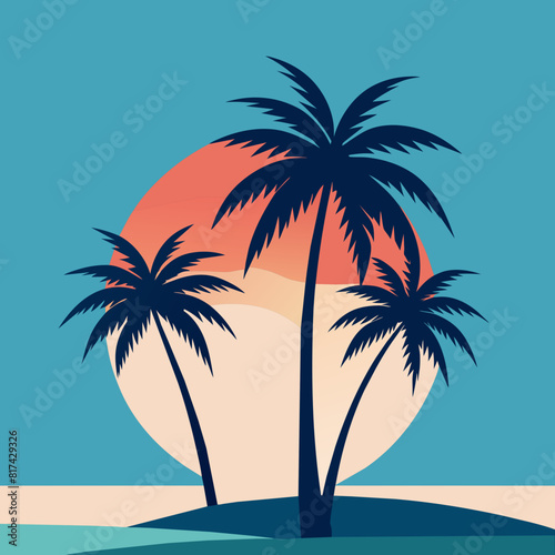 Palm trees on a light blue background