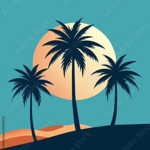 Palm trees on a light blue background © CreativeDesigns