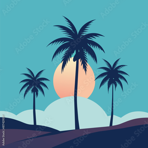 Palm trees on a light blue background