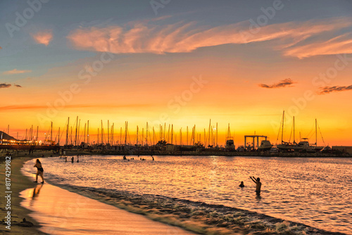 Santa Marta, Magdalena, Colombia. December 28, 2017: Sunset on the beaches of Santa Marta photo