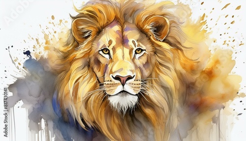 golden lion watercolor drawing, illustration for t shirt golden lion watercolor drawing, illustration for t shirt