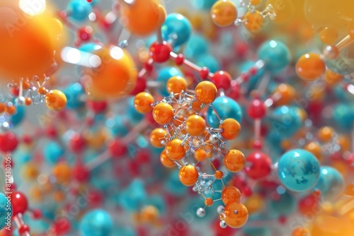 abstract 3d illustration of colorful molecule model on science background