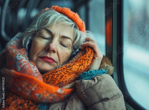 Mature woman sleeping in th...