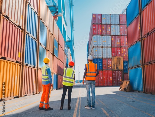 Workers in the docks surrou...
