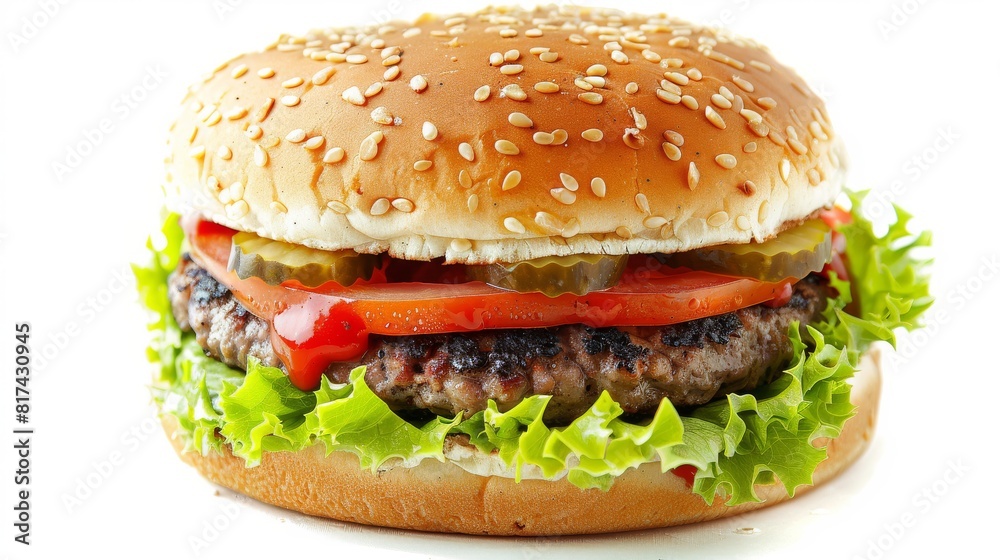Classic hamburger stock photo, isolated in white. Classic hamburger stock photo, isolated in white.