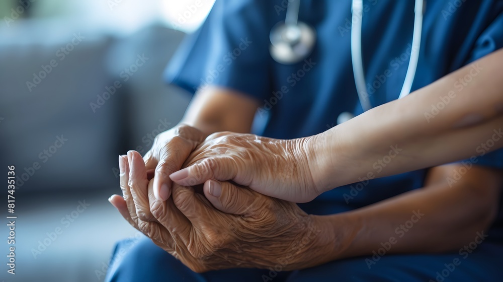 Cropped shot of a female nurse hold her senior patient's hand