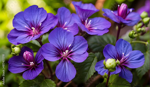 Explore the Beauty: Close-Up of Vibrant Blue and Purple Flowers in Nature