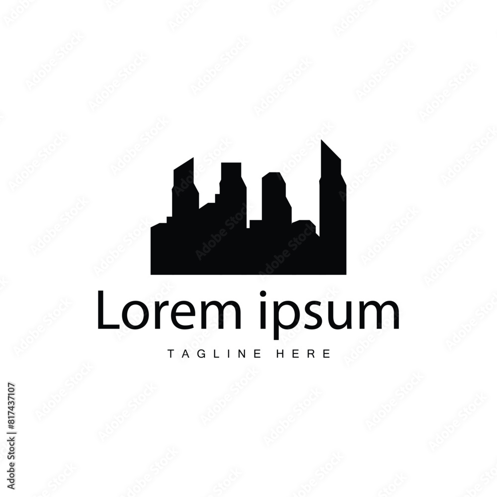 Naklejka premium Modern City Building Logo Design, Luxurious and Simple Urban Architecture