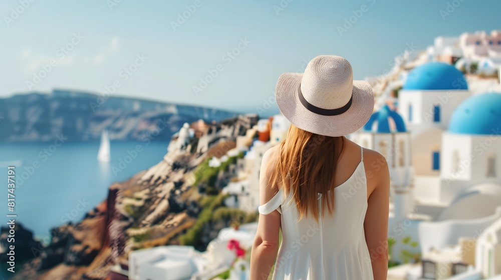Fototapeta premium High View Portrait Of Beautiful Happy Bride Sitting On The Grass
