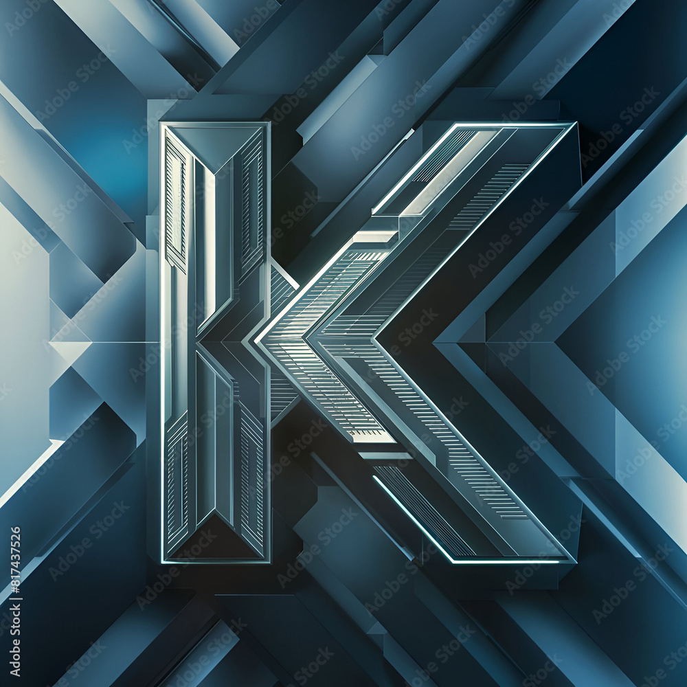Letter logo K in the style of geometric. AI generative image. Letter logo K in the style of geometric. AI generative image.