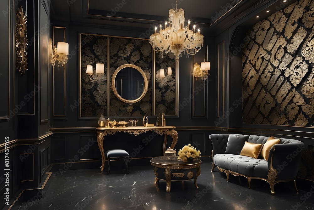 Royal luxury living room interior design, modern black and golden interior design, luxurious living room design of a king palace, photo realistic background Royal luxury living room interior design, modern black and golden interior design, luxurious living room design of a king palace, photo realistic background