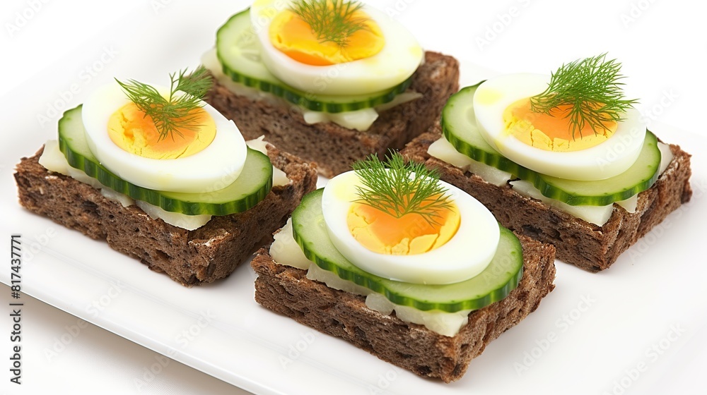 Salami sandwich on whole wheat bread with egg and cucumber. Smrrebrd Danish open-faced sandwiches with Pickles Salami sandwich on whole wheat bread with egg and cucumber. Smrrebrd Danish open-faced sandwiches with Pickles