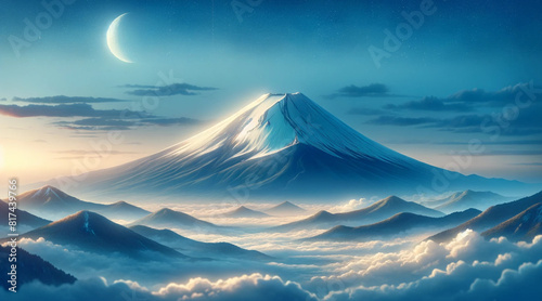 静寂の朝焼けの富士山｜Generative AI