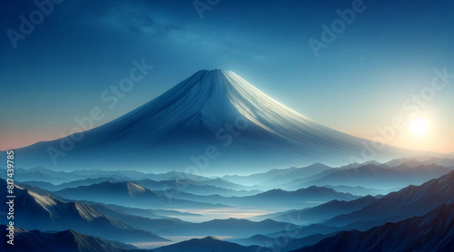 静寂の朝焼けの富士山｜Generative AI photo