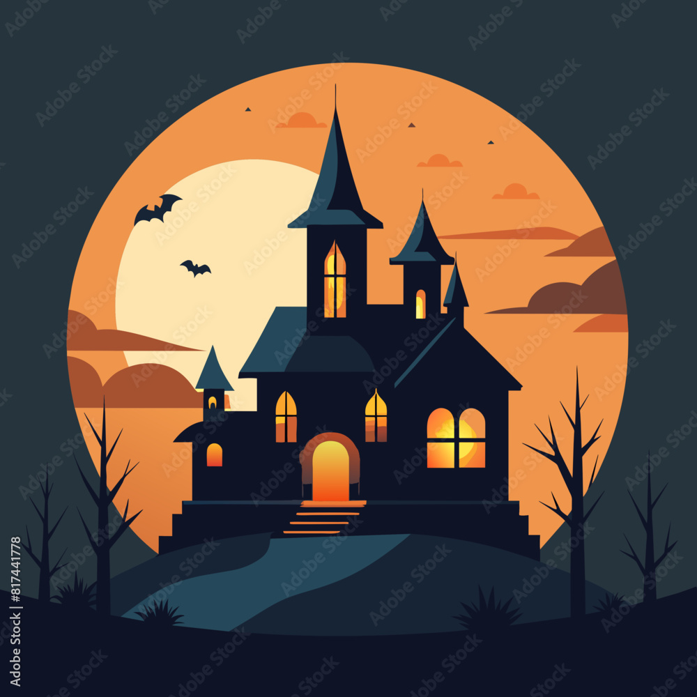 Haunted house decorations on Halloween Day