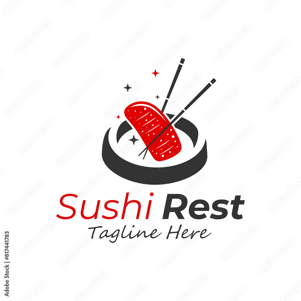 Obraz na plátně sushi food illustration logo