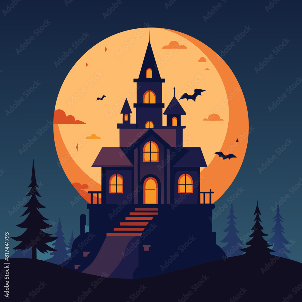 Haunted house decorations on Halloween Day