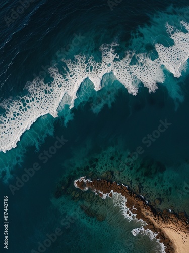 drone view of the blue ocean
