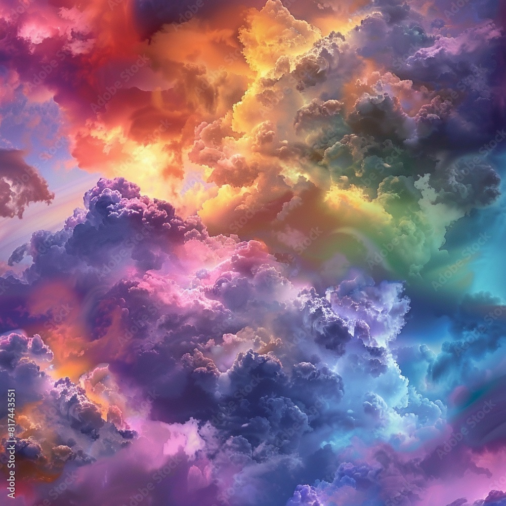 rainbow-colored stormy clouds