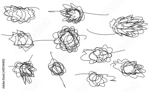 Hand drawing insane tangled scribble random chaotic lines.
