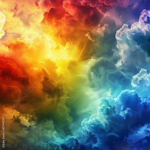 rainbow-colored stormy clouds