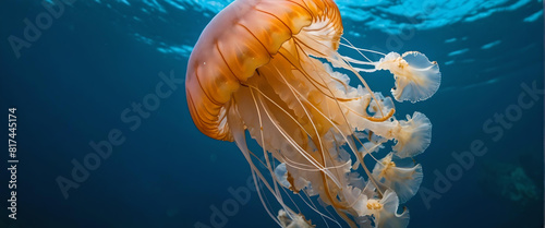 Beautiful jellyfish close up in the ocean
