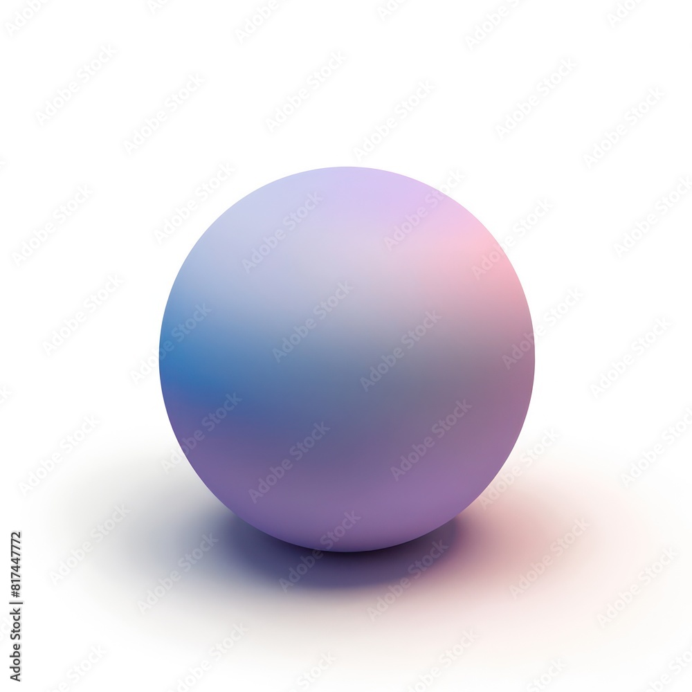 3d illustration sphere in a gradient blue, pink, pearl and light colors, shinny and glassy texture on a white background 
