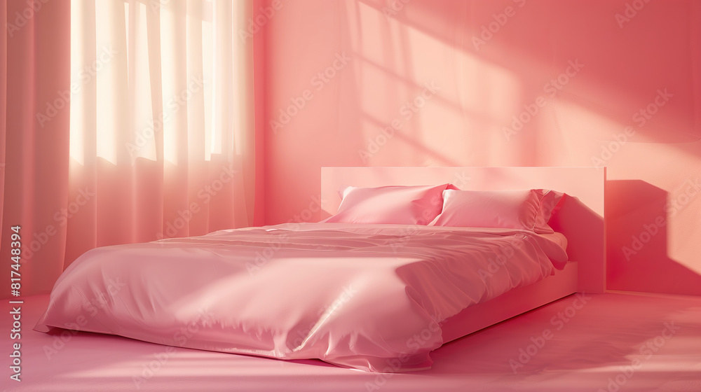 Pink bedroom with morning sunlight Pink bedroom with morning sunlight