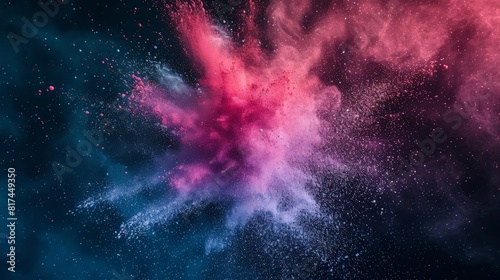 abstract colored dust explosion on a black background.abstract powder splatted background,Freeze motion of color powder exploding/throwing color powder, multicolored glitter texture. photo