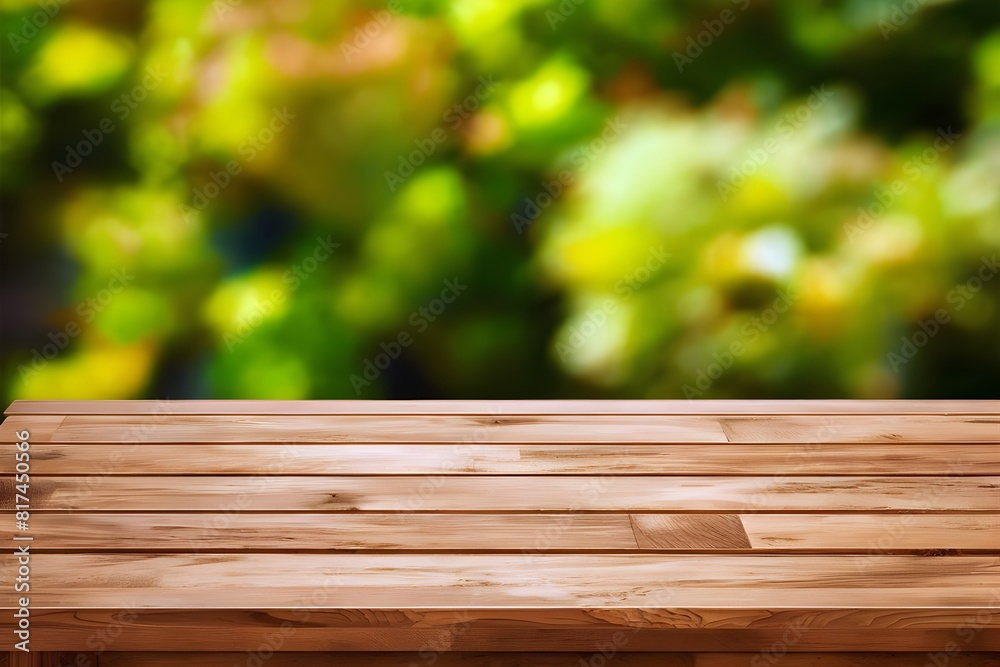 Rustic Wooden Table with Blurred Green nature Foliage Background – Ideal for Outdoor Product Display or Natural Scene Mockup Rustic Wooden Table with Blurred Green nature Foliage Background – Ideal for Outdoor Product Display or Natural Scene Mockup