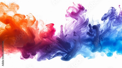 Acrylic colors and ink in water. Abstract frame background. Isolated on white