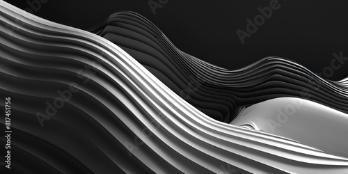 abstract wallpaper black and white with modern look, with waves, lines and nice contrasting light 