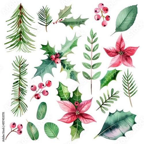 christmas clipart images with vivid colors and watercolor finish