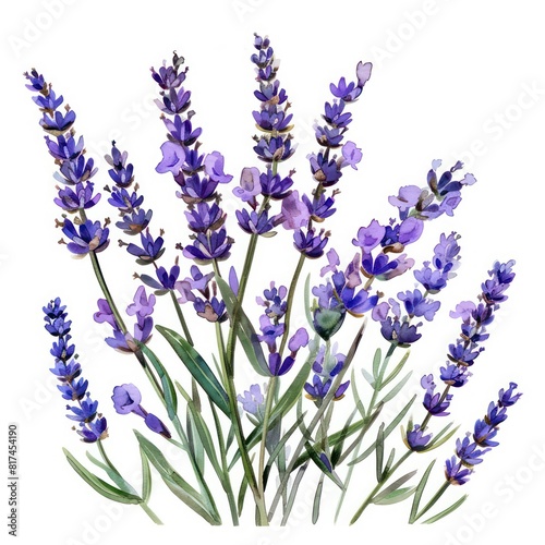 illustrated watercolor painting of lavender clipart  natural colors  ethereal  detailed  on a white background 