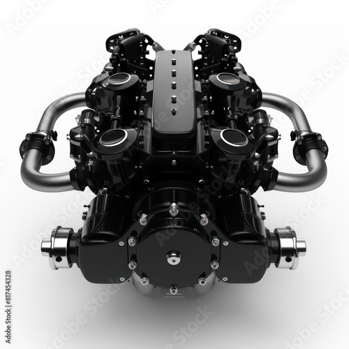 illustration of a realistic black engine  motor isolated on a white background 