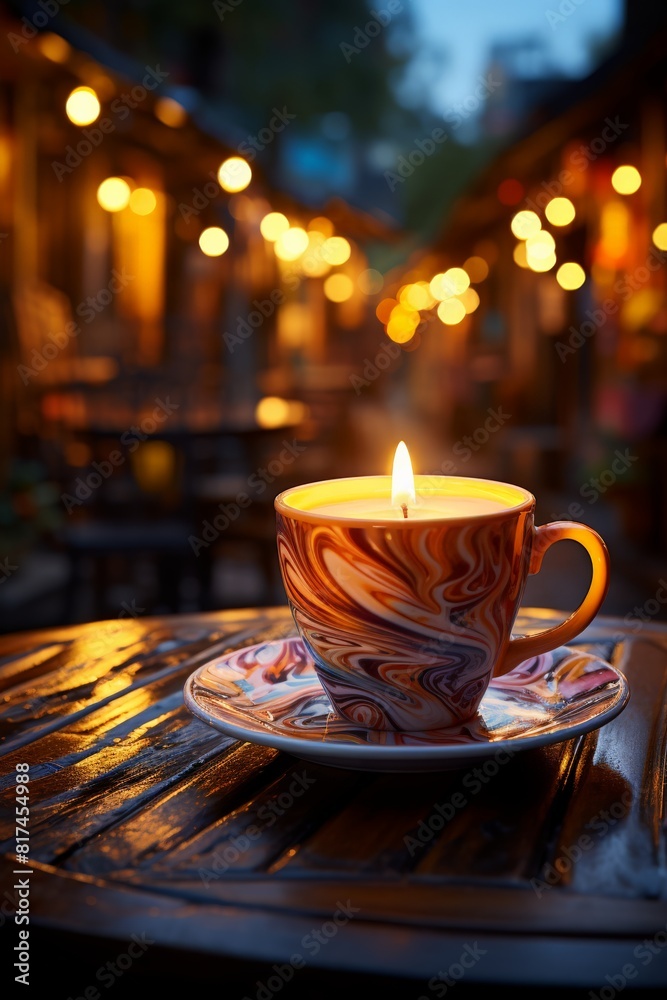 Obraz premium Cozy Evening Dining Setting at Outdoor Cafe