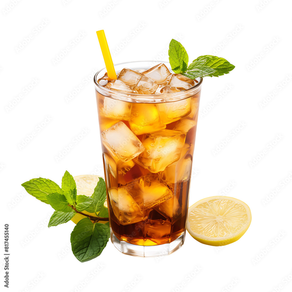 Chilled Drink Delight Ice Tea on Clear Background Chilled Drink Delight Ice Tea on Clear Background